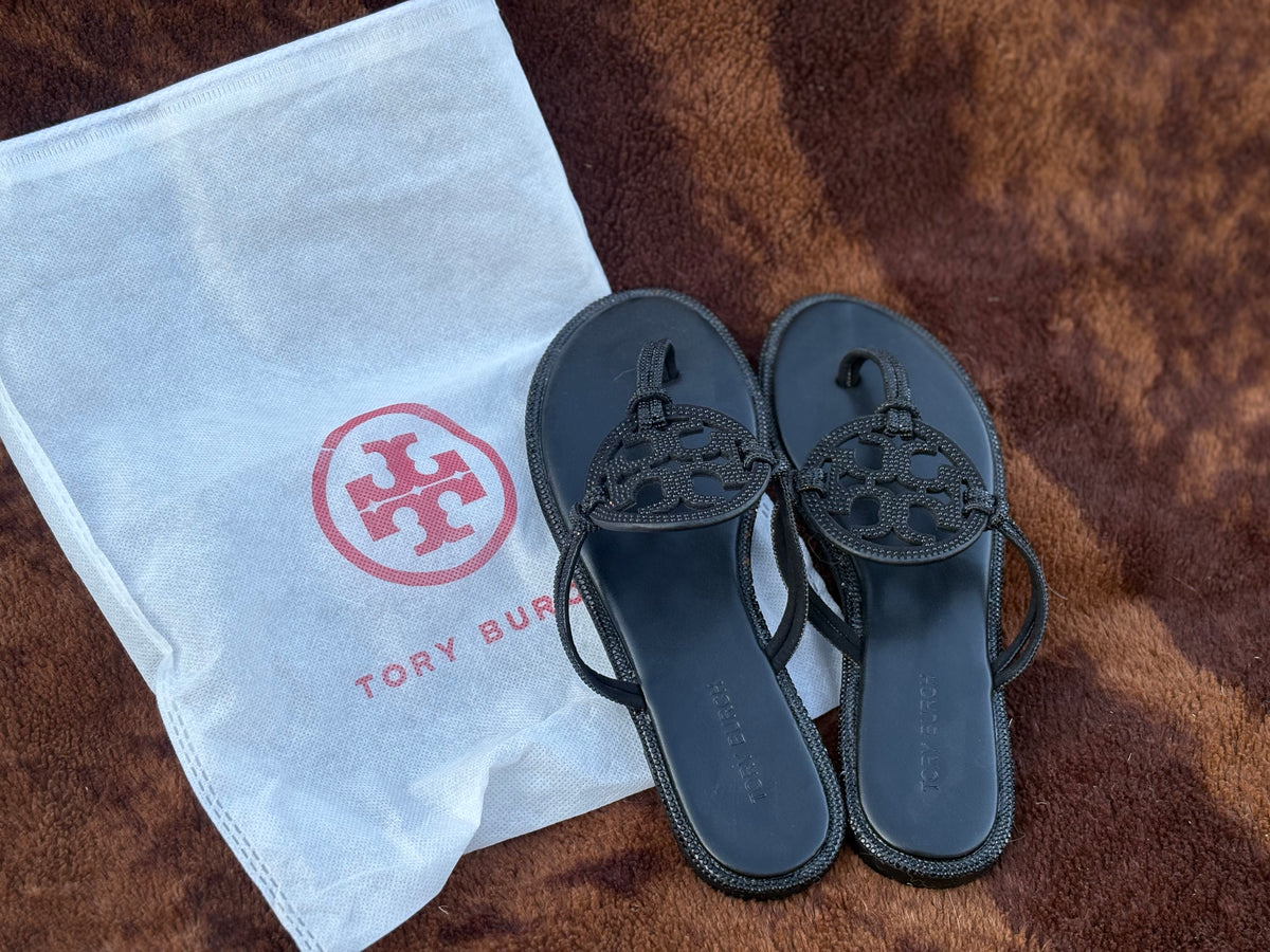 BLACK sparkly Tory Burch sandals