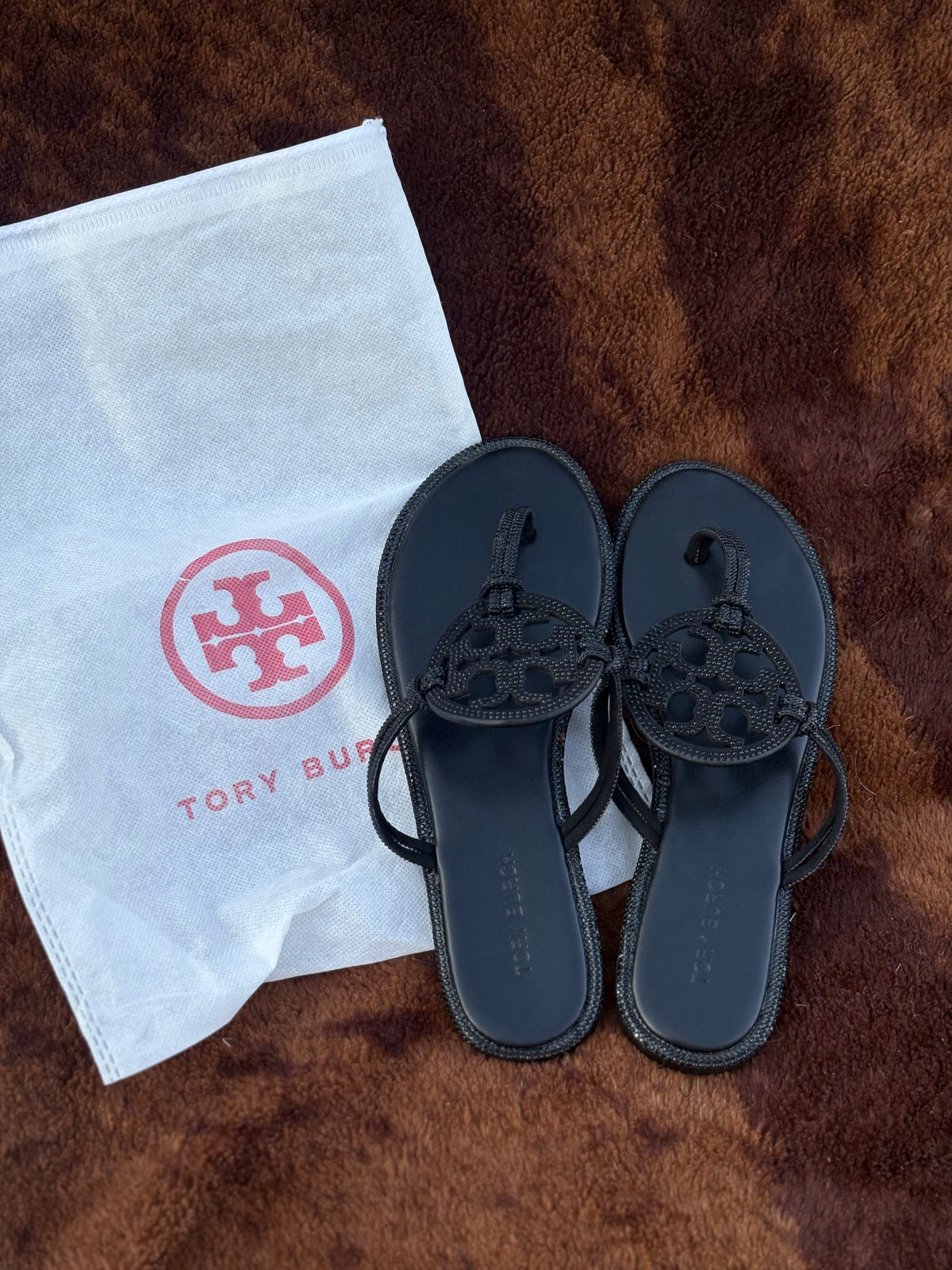 BLACK sparkly Tory Burch sandals