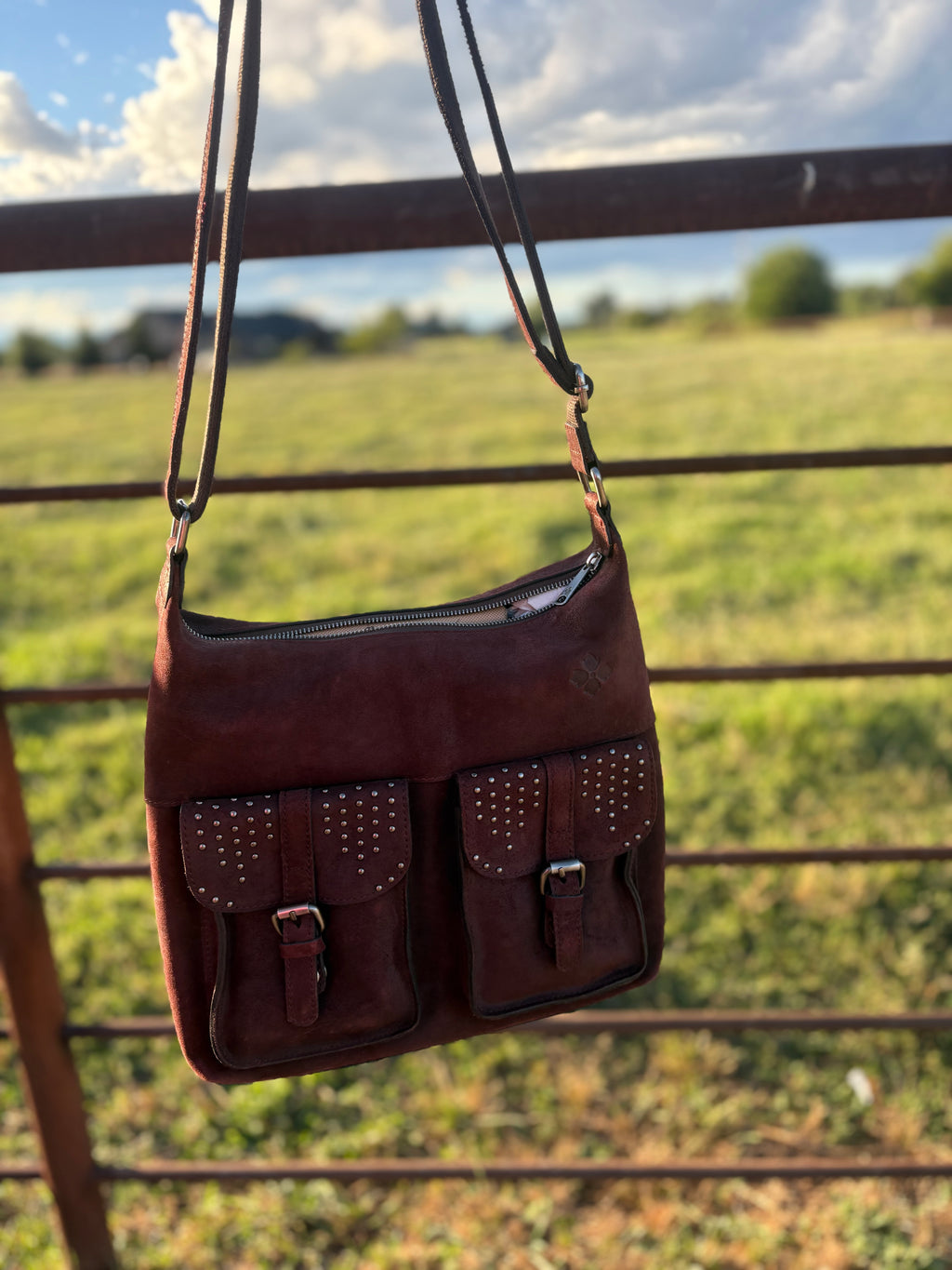 Red/brown leather purse