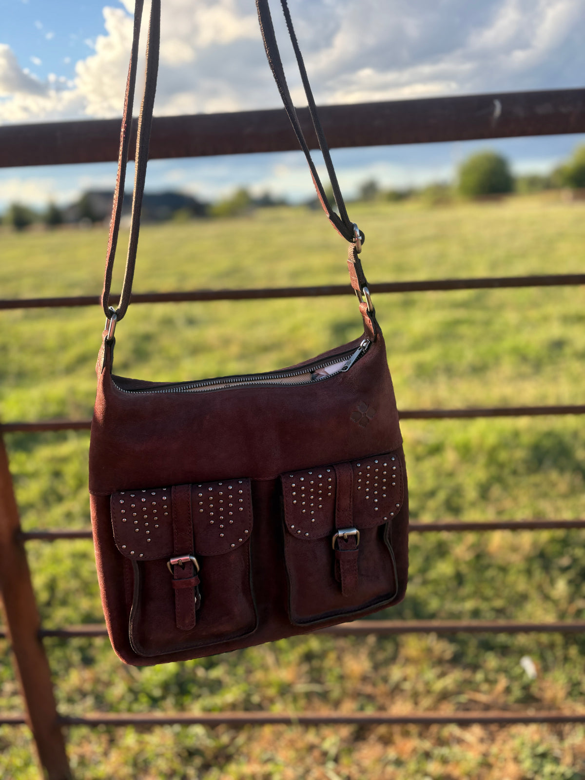 Red/brown leather purse