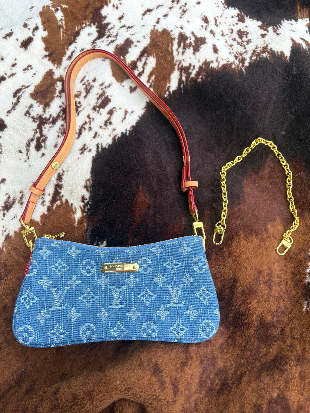 Denim LV monogram purse