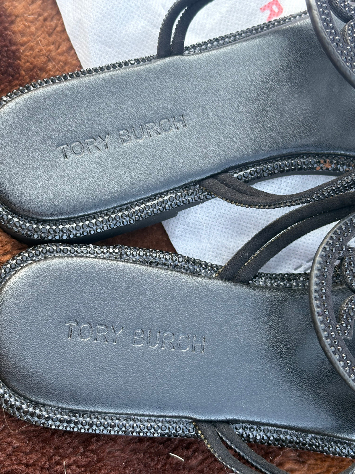 BLACK sparkly Tory Burch sandals