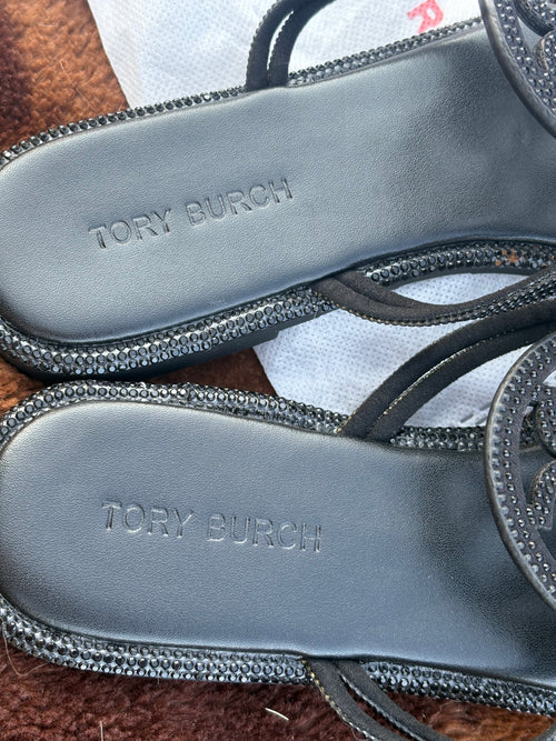 BLACK sparkly Tory Burch sandals