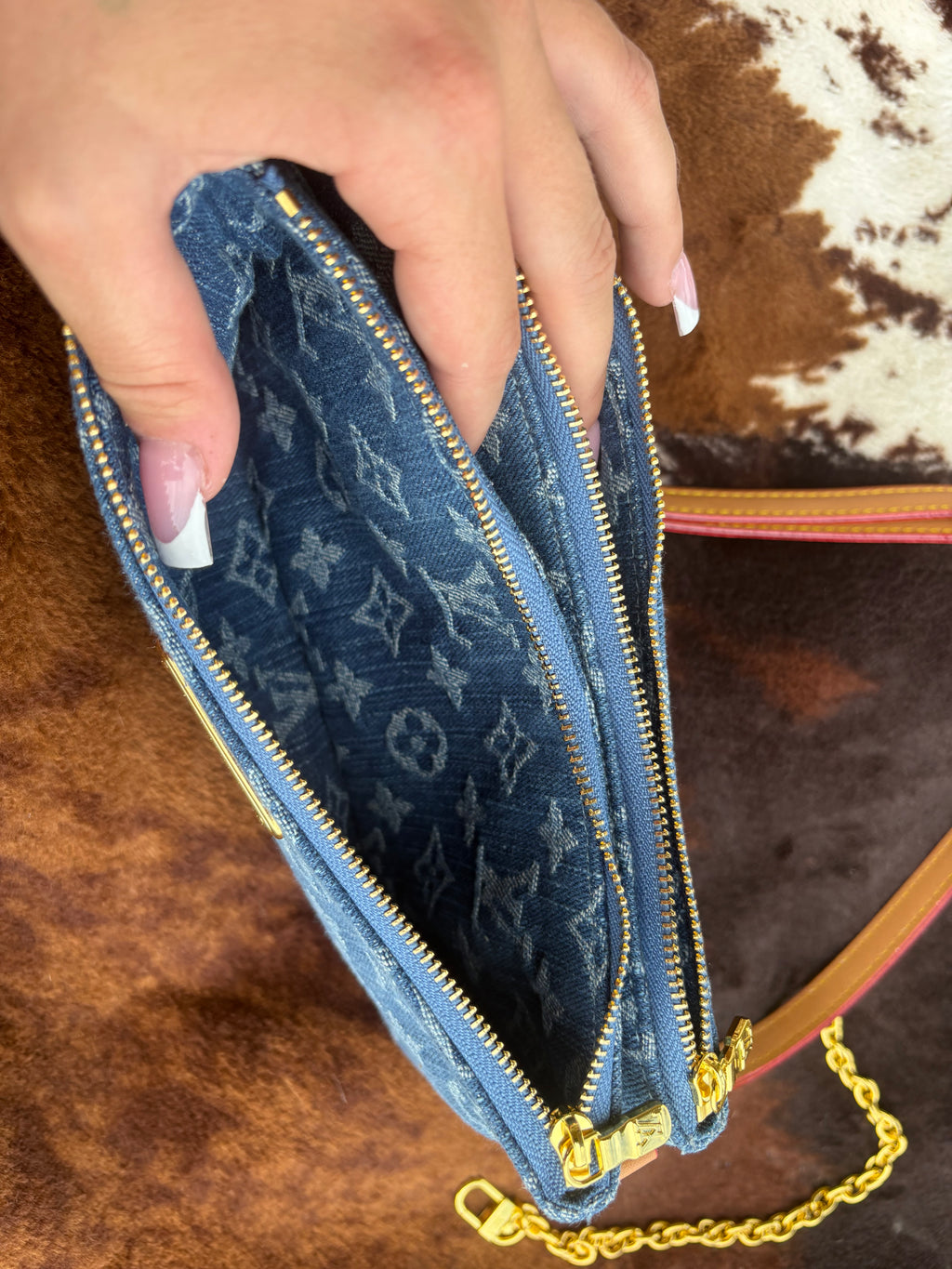 Denim LV monogram purse