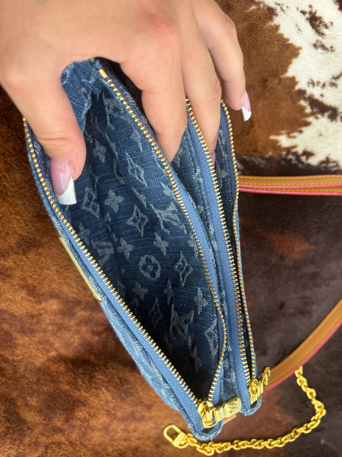 Denim LV monogram purse