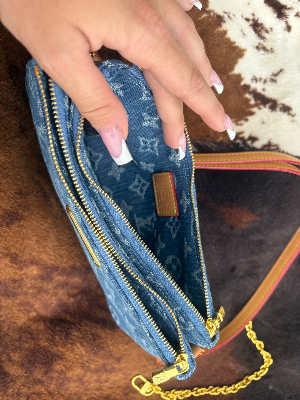 Denim LV monogram purse