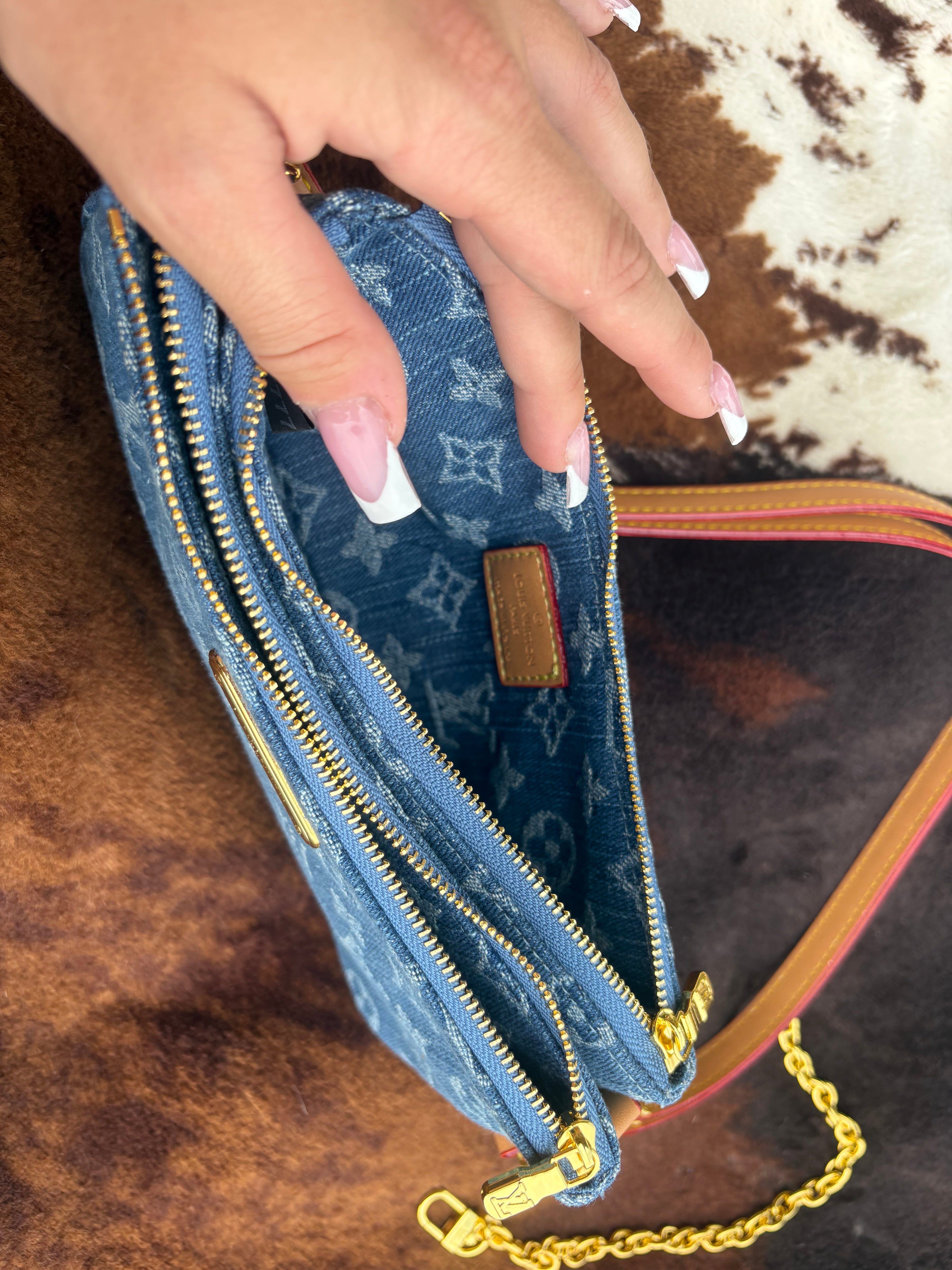 Denim LV monogram purse