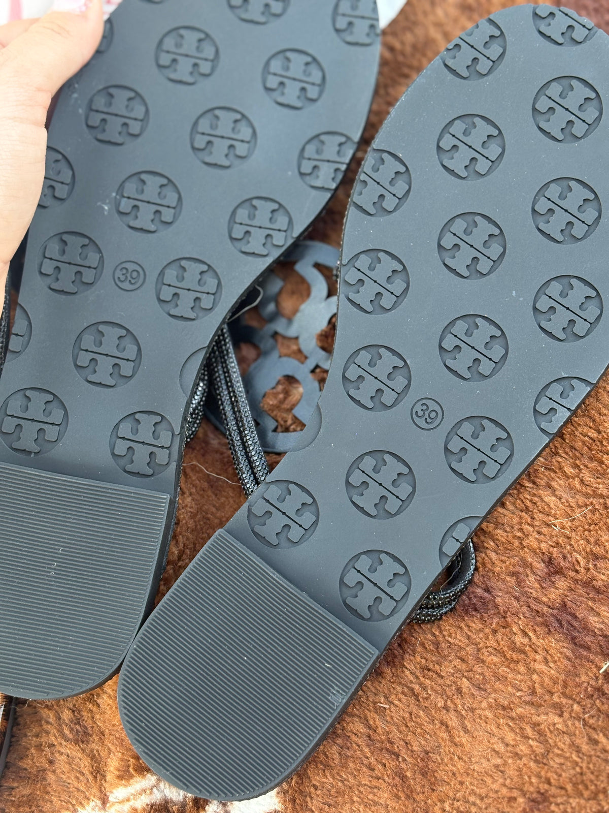 BLACK sparkly Tory Burch sandals