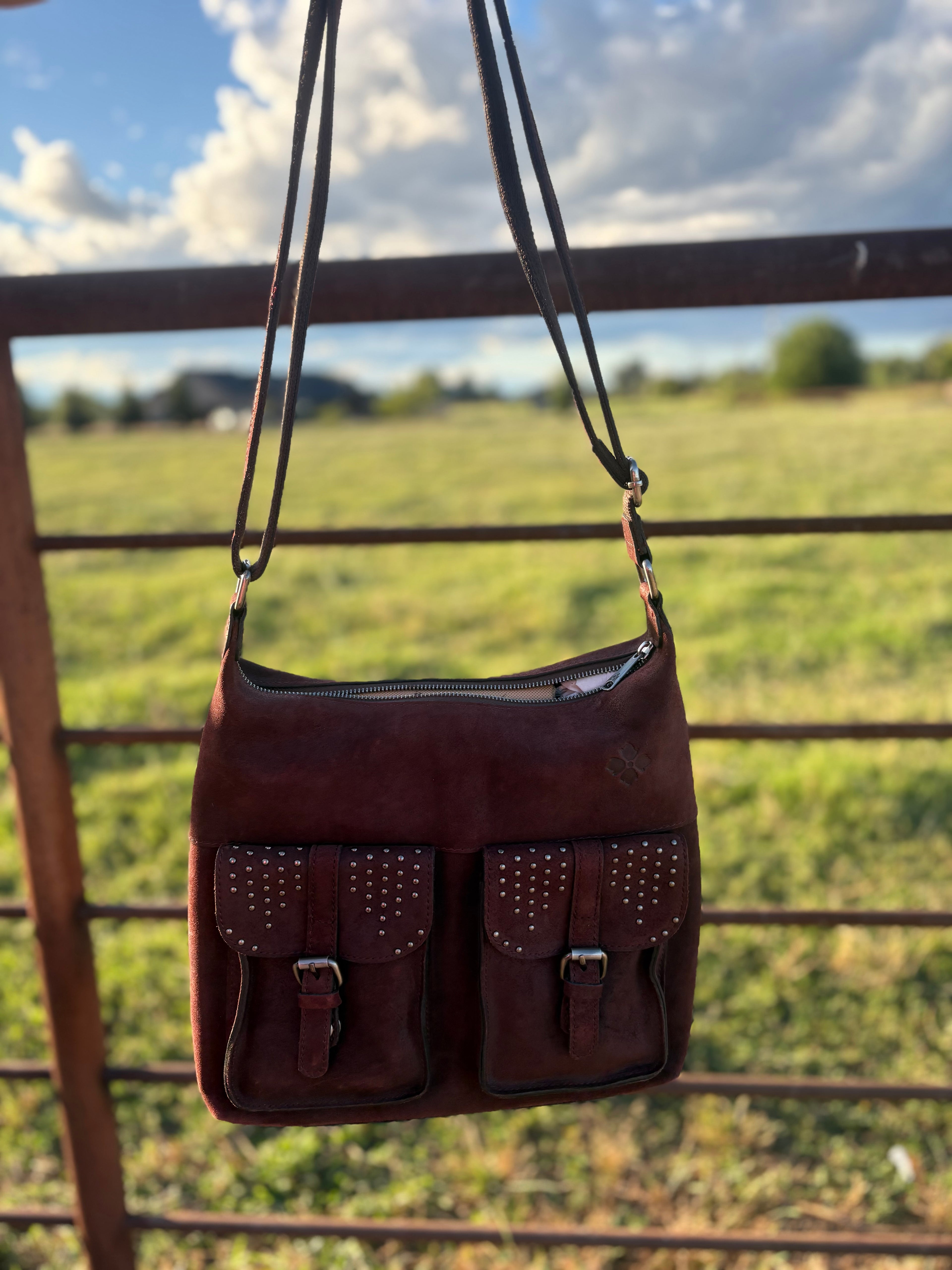 Red/brown leather purse